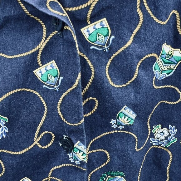 Jantzen Womens Hawaiian Top Large Blue 100% Cotton Crest‎ Flag Shirt Vintage 80s - Picture 3 of 9